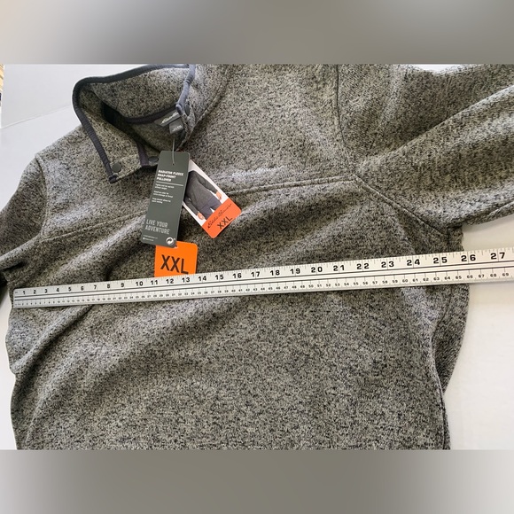 EDDIE BAUER Men's XXL Radiator Fleece Pullover 1/4 Snap Front Sweater CHARCOAL - Picture 4 of 7
